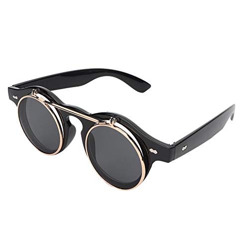 Nannday Gafas de Sol Estilo Punk con Tapa, Gafas de Sol con Tapa, Anti-Ultravioleta para Fiestas de ni?a, Mujer al Aire Libre(Bright Black)