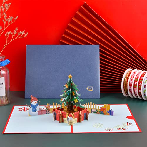 NATUCE Tarjetas de Felicitación de Navidad, 3D Pop Up Tarjetas Navidad Tarjetas de Navidad , Tarjetas Navideñas con Sobre, 3D Desplegables Tarjeta de Navidad para Niños Familiares Amigos