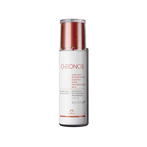 NATURA - Fluido Multiprotector SPF50 Rostro Chronos - Para todo Tipo de Piel - Protección Solar SPF50 - Previene el Envejecimiento Prematuro de la Piel - 100% Vegano - Cruelty Free - 50 ml