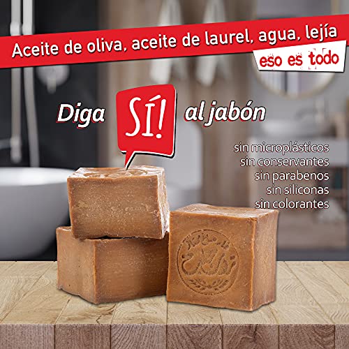 Natura Germania® 3x aprox. 200 g de jabón de Alepo original 90% aceite de oliva / 10% aceite de laurel + bolsitas de jabón de sisal | Jabón de cuajada, jabón de ducha, jabón natural, champú sólido