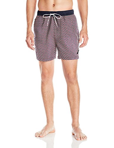 Nautica Men's Standard Quick Dry Print Swim Trunk, Nautica Red, X-Large