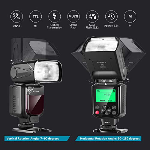 Neewer 2 Paquetes 750II TTL Flash Speedlite Kit con Disparador Inalámbrico y Difusor, Compatible con Cámaras Nikon DSLR D810 D800 D750 D700 D610 D600 D500 D7500 D7200 D7100 D7000 D5500 D5300 D5200 D90