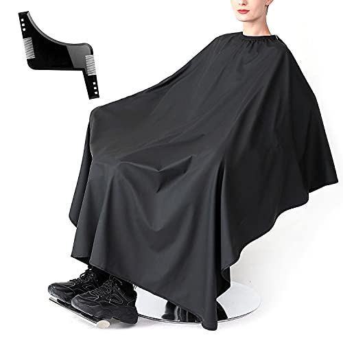 Negro Capa Peluqueria, Capa de Peluquería Delantal de Afeitar Salón Bata de Corte de Pelo Barber Cape Peluquería Colector de Pelo Corte de Pelo Delantal de Peluquero Con un peine de barba（150x120cm）