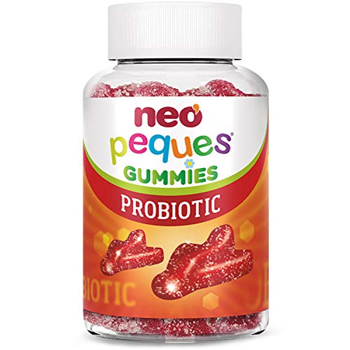 NEO PEQUES | Gummies Probiotic | 30 Gominolas | Beneficiosas para el Sistema Digestivo y las Defensas | Con Probióticos y Vitaminas del Grupo B | Caramelos Masticables para Niños | Sabor Fresa