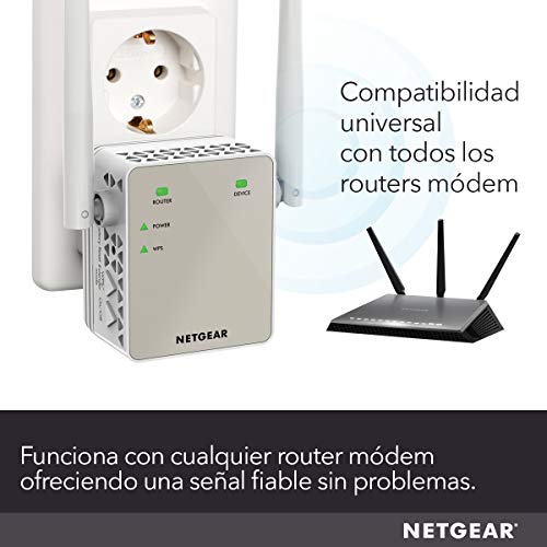 Netgear EX6120 Amplificador de WiFi AC1200 Mbps, repetidor WiFi Dual Band, 1 Puerto