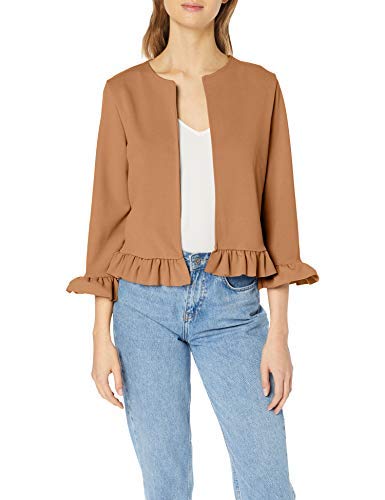 New Look Frill Sleeve Chaqueta, Beige (Camel 17), 42 para Mujer