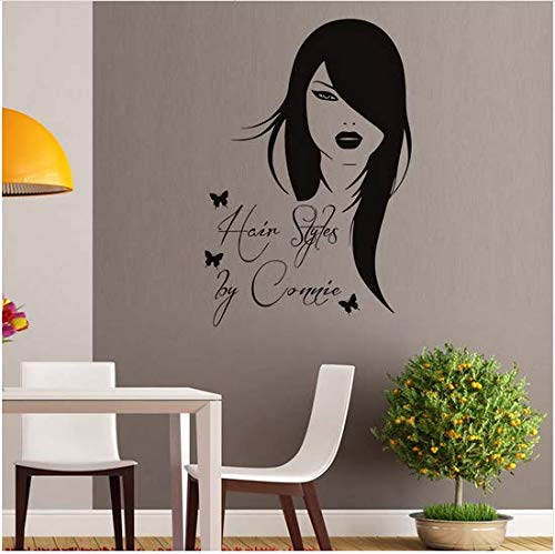 Newberli Vinilo Extraíble Arte Tienda De Pelo Tatuajes De Pared Mariposas Peluquería Estilos De Pelo Mujer Spa Barbería Ventana Decoración Para El Hogar Etiqueta