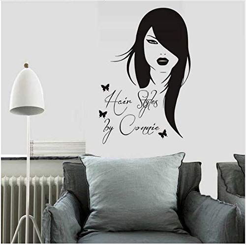 Newberli Vinilo Extraíble Arte Tienda De Pelo Tatuajes De Pared Mariposas Peluquería Estilos De Pelo Mujer Spa Barbería Ventana Decoración Para El Hogar Etiqueta