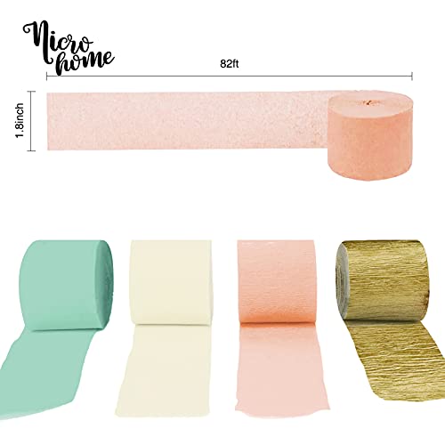 NICROHOME Decoraciones de boda, 8 rollos de papel crepé de color menta durazno de 25 m de largo, para despedida de soltera, cumpleaños, adorable, adopción de ducha o Gotcha ideas para fiestas