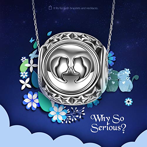 NINAQUEEN Charm para Pandora Charms Geminis 12 Constelación Signo Zodiaco Regalo Mujer Originales Plata 925 Regalos de Aniversario Cumpleaños para Esposa Novia Mamá