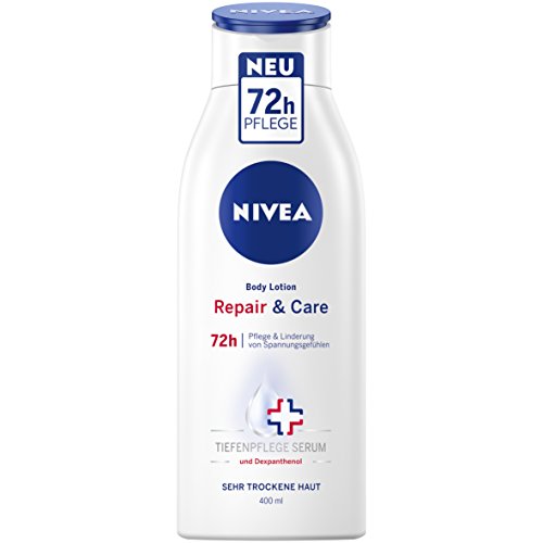 NIVEA Loción corporal Repair & Care en paquete de 1 unidad (1 x 400 ml), crema corporal para 72 horas de cuidado y alivio de las sensaciones de tensión, crema para la piel con dexpantenol