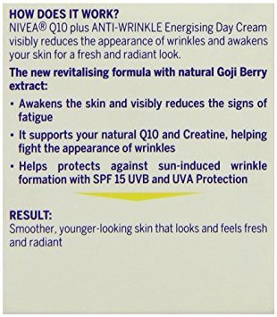 Nivea Q10 Plus Anti-Wrinkle - Crema energizante de día para cara SPF 15, 50 ml