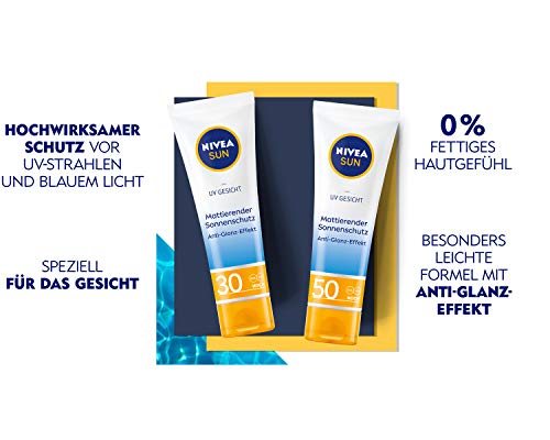 NIVEA SUN Protector solar para la cara (factor de protección solar 50, tubo de 50 ml)