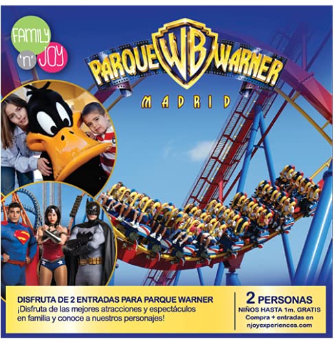 NJOY Experiences - Caja Regalo - Parque Warner - 2 entradas, niños con Altura Inferior a 1m Gratis