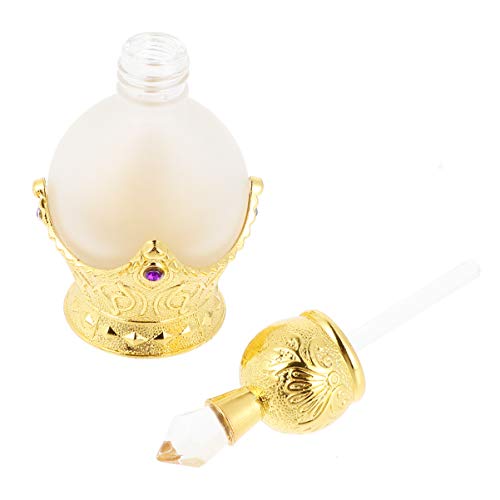 Non Botella de Perfume de Vidrio Vacía Recargable Elegante Retro Vidrio Esmerilado Aceites Esenciales Frasco Gotero Decorativo para Agua Bendita Loción Tóner 15 Ml (Dorado)