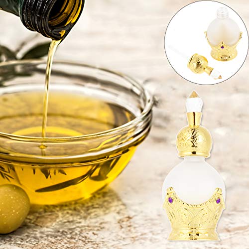 Non Botella de Perfume de Vidrio Vacía Recargable Elegante Retro Vidrio Esmerilado Aceites Esenciales Frasco Gotero Decorativo para Agua Bendita Loción Tóner 15 Ml (Dorado)