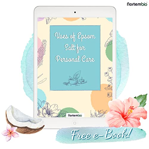 Nortembio Sal de Epsom 3 Kg. Fragancia Coco Tropical. Sal de Baño Hidratada con Vitamina C y E. Relajación de Músculos, Aromaterapia y Buen Sueño. E-Book Incluido.