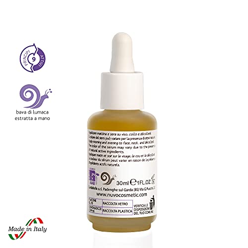 Nuvo' Baba de Caracol 90% ORGÁNICO Suero de gel facial Niacinamida Lavender Tee tree oil Poros dilatados Acné Impuro Piel mixta grasa Hombre Mujer Made in Italy 30ml