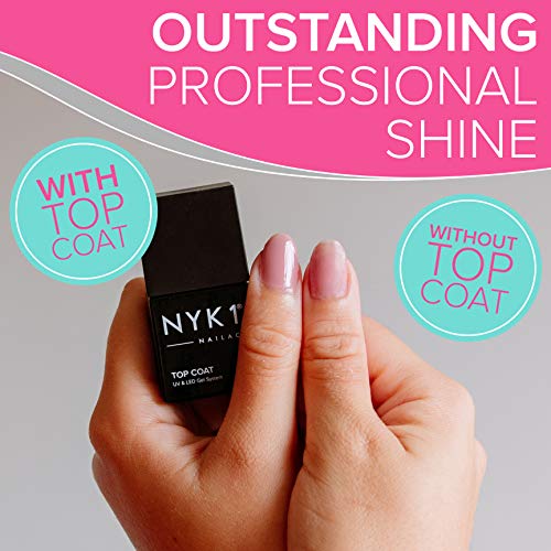 NYK1 Gel Top Coat Y Base Coat Conjunto (10ml x 2) Profesional De Gel Para Uñas Base Y Top Coat Semipermanente - UV Y LED Shellac Compatible Gel Base Coat Y Top Coat Permanente Semi Para Uñas