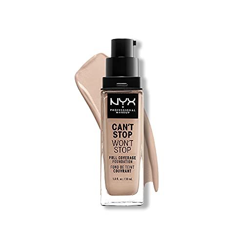 NYX Professional Makeup Base de maquillaje Can't Stop Won't Stop Full Coverage Foundation, Larga duración, Waterproof, Fórmula vegana, Acabado mate, Tono: Porcelain