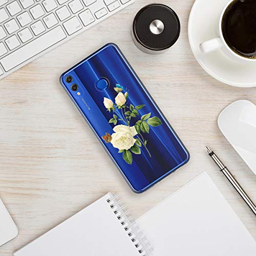 Oihxse Case Transparente Suave TPU Compatible con Huawei Mate 10 Pro Funda [Lindo Caricatura Flor Serie Dibujos] Cristal Protector Carcasa Anti Rasguños Bumper Cover-Gardenia