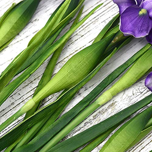 OIJN 1 tallo púrpura profundo PU mano-sentimiento iris flor artificial, flor artificial realista iris de 58cm