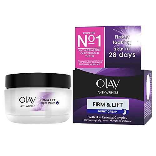 Olay Crema Antiarrugas Firme y Levante, Hidratante, Antienvejecimiento de Noche - Pack de 4 x 50 ml