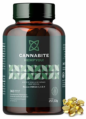 OMEGA 3 6 9 VEGETAL 365 cápsulas | Aceite Virgen de semilla de Cáñamo (Cannabis Sativa) 1ª Prensado en Frío | Hemp Seed Oil | Sin aditivos | Sin Gluten | No OMG