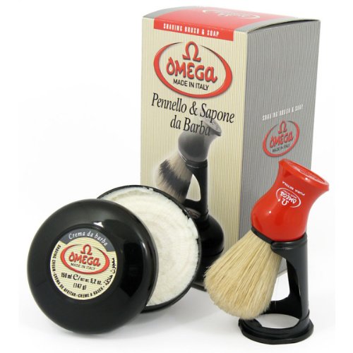 Omega 46065 Shaving Set With Brush, Holder, And Soap In Bowl by Omega