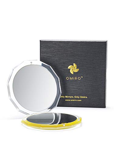 OMIRO Espejo compacto, 3½ "1X/10X aumento Mini espejo de maquillaje plegable para monederos (color del año 2021 - Iluminador y último gris)