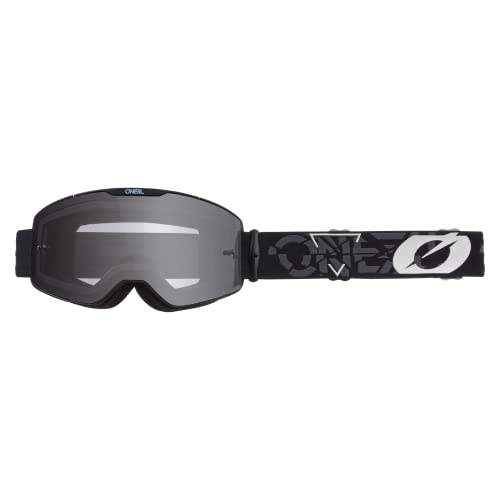 O'Neal | Gafas MX MTB DH FR Downhill Freeride | Correa ajustable, confort y ventilación óptimos | Gafa B-20 Strain V.22 | Adulto | Negro Blanco Gris | Talla única