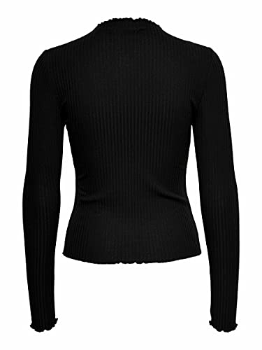 Only Onlemma L/s High Neck Top Jrs Camisa Manga Larga, Negro (Black Black), Medium para Mujer