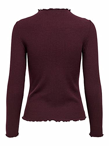 Only Onlemma L/S Noos Jrs-Camiseta de Cuello Alto Top, Madder Brown, XL para Mujer