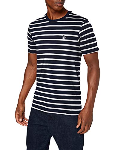 ORIGINAL PENGUIN Camiseta de Rayas Breton, Zafiro Oscuro 413, L para Hombre