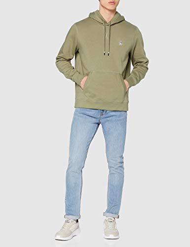 Original Penguin Logo Hoodie Sudadera con Logotipo de Overhead, 352 Verde Liquen Profundo, S para Hombre