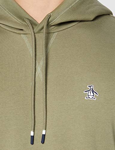 Original Penguin Logo Hoodie Sudadera con Logotipo de Overhead, 352 Verde Liquen Profundo, S para Hombre