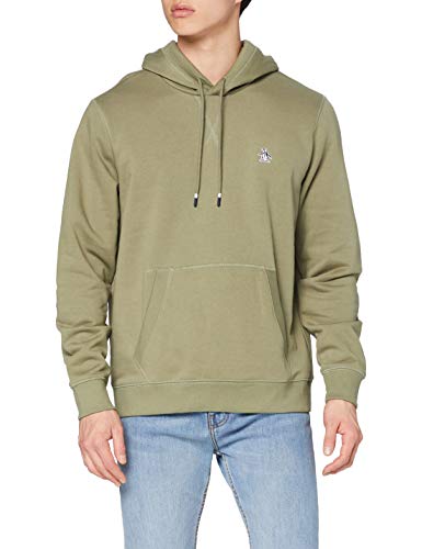 Original Penguin Logo Hoodie Sudadera con Logotipo de Overhead, 352 Verde Liquen Profundo, S para Hombre