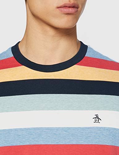 ORIGINAL PENGUIN Multi Colour Stripe tee Camiseta, Zafiro Oscuro 413, M para Hombre