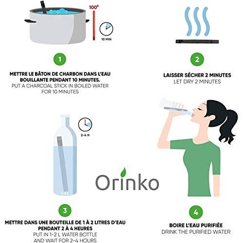 Orinko - Binchotán Bio 6X | Carbón Activado Takesumi de Bambú para la Purificación del Agua | Prescinda del Agua Embotellada Durante Nuestro Carbón