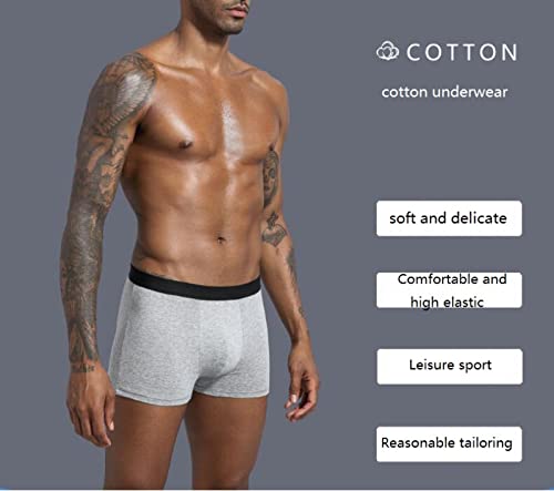 OUDEING Ropa Interior para Hombre,Paquete De 4 Calzoncillos De Algodón para Hombre, Ropa Interior De Ajuste Clásico, Bóxers Suaves Y Cómodos De Algodón De Cintura Media,Mi,5XL