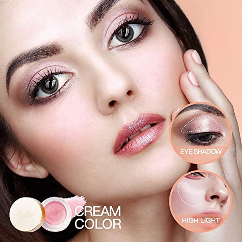 Oulac De color crema Sombra De Ojos Acabado brillante, Pigmentos, Duradero y resistente al agua, Resistente a la decoloración, Maquillaje de mezclable, Apto para veganos, 12 g, Eclipse total (06)