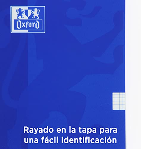 Oxford, Cuadernos A5, Pack de 5 Libretas de Tapa Plástico con Espiral, 80 Hojas con Cuadrícula 4x4, Colores Surtidos