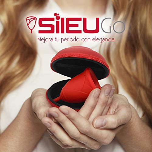 Pack Sileu Go: Copa menstrual Rose - Modelo de iniciación - Alternativa ecológica, natural a tampones y compresas - Talla S, Rojo, Flexibilidad Soft + Estuche de Flor Rojo