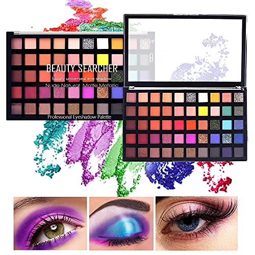 Paleta de maquillaje de sombra de ojos de 50 colores, alto brillo pigmentado brillo mate metálico neutro dramático suave mezclable sombra de ojos de larga duración paleta de maquillaje