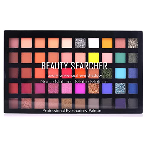 Paleta de maquillaje de sombra de ojos de 50 colores, alto brillo pigmentado brillo mate metálico neutro dramático suave mezclable sombra de ojos de larga duración paleta de maquillaje