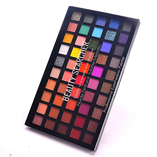 Paleta de maquillaje de sombra de ojos de 50 colores, alto brillo pigmentado brillo mate metálico neutro dramático suave mezclable sombra de ojos de larga duración paleta de maquillaje