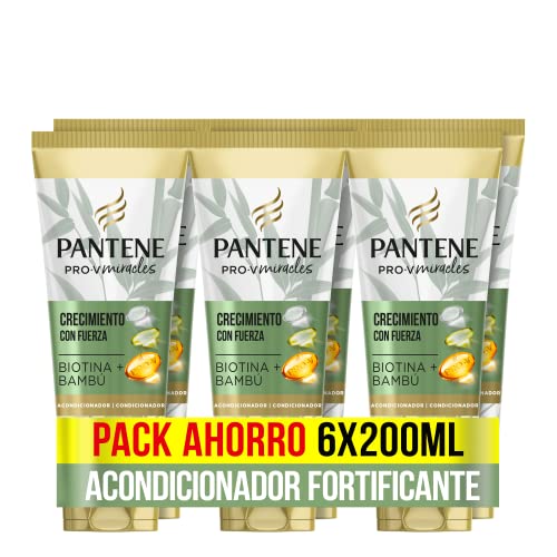 Pantene Pro-V Miracles Crecimiento Con Fuerza Acondicionador Con Bambú Y Biotina 200 ml x6