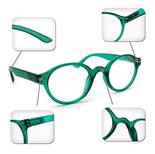 PANTONA-Gafas de lectura Redondas（Paquete 3 pares）. Gafas Presbicia Vista Cansada Retro para Hombre y Mujer.（Rojo Amarillo Verde+2,00）