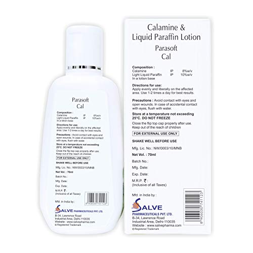 Parasoft Cal Body Lotion Enriched With Goodness Of Calamine, Aloevera And Rose Oil For Relief From Summer Rash 70 ml Pack