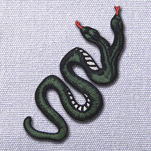 Parche bordado de serpiente, emblema para coser o planchar Double Headed Snake